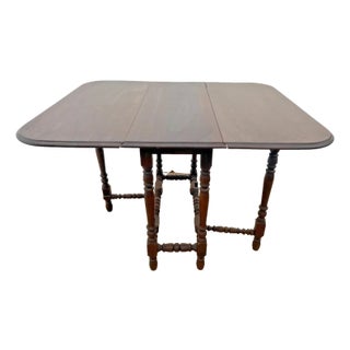 Antique Victorian Gate Leg Kitchen Table Drop Side Leaf Rectangle Dark Mahogany For Sale