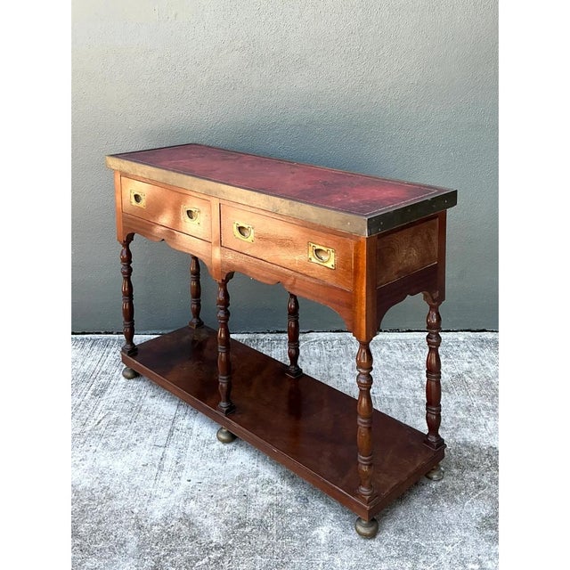 Vintage Double Sided Campaign Console Table For Sale - Image 9 of 12