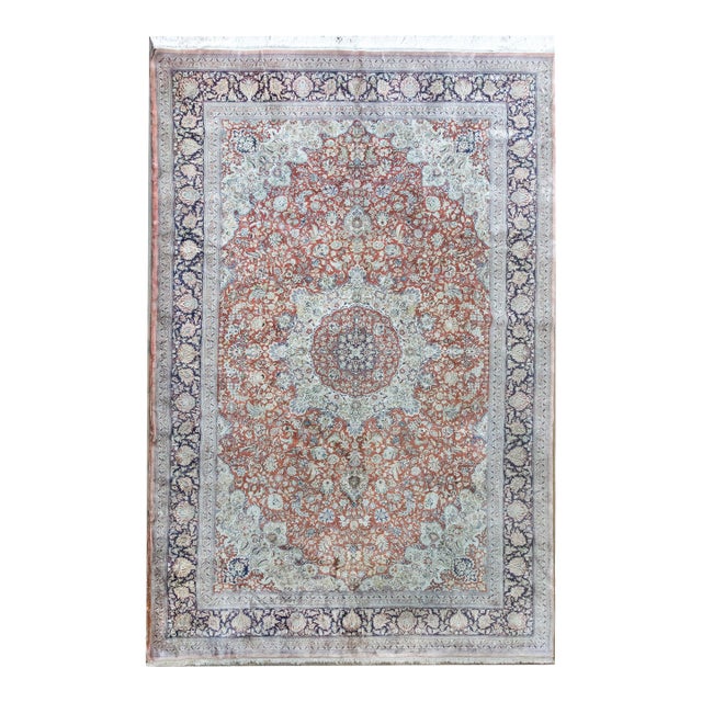 Vintage Persian Silk Rug For Sale