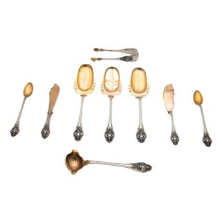 Serving Cutlery Set in Gold-Plated Silver with Shells, Set of 9 For Sale
