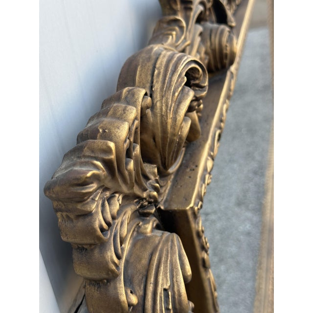 Gold Large Baroque Wooden Mirror, 1940s For Sale - Image 8 of 14