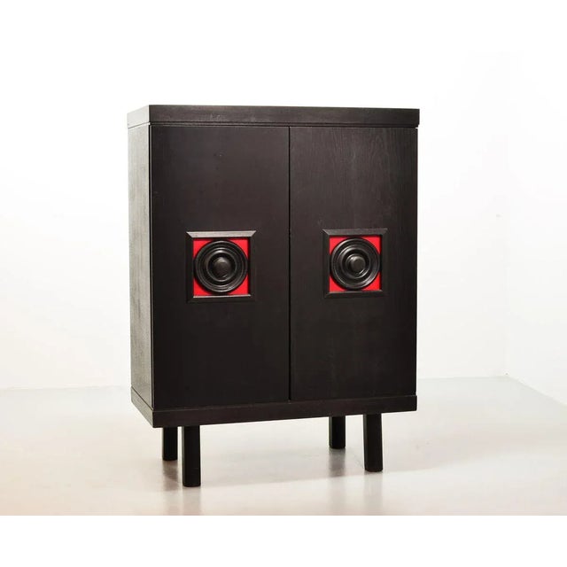 De Coene Style Brutalist Black Highboard with Red Accents, Belgium, 1960s For Sale - Image 10 of 10