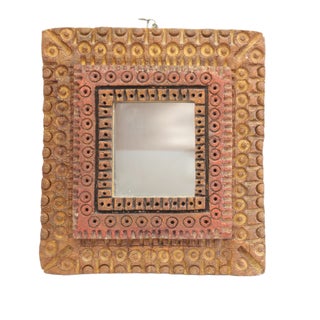 Mirror with Wood Dough Frame, 1950s For Sale