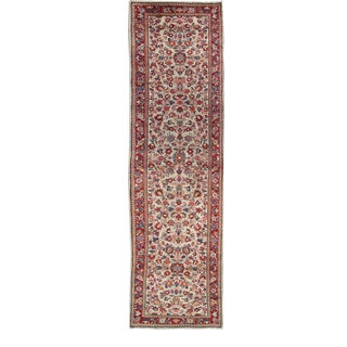 Vintage Sarouk Rug With All-Over Floral Design in Rich Red and Ivory For Sale