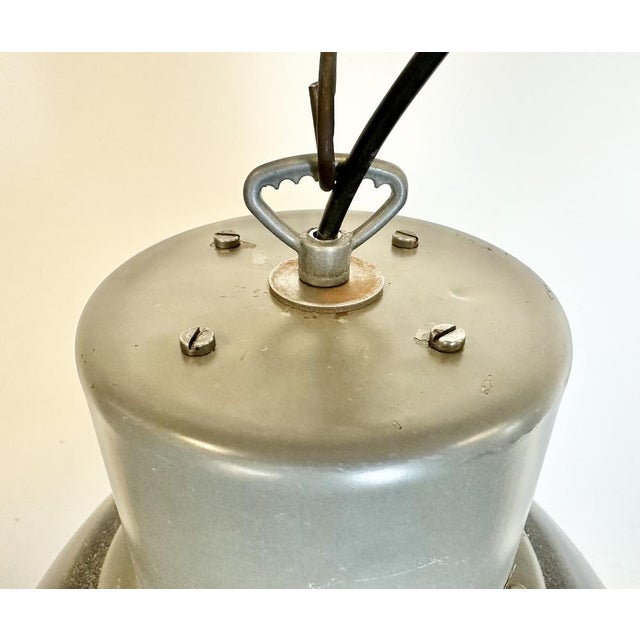 Large Industrial Dark Grey Enamel Factory Lamp from Elektrosvit, 1960s For Sale - Image 6 of 18