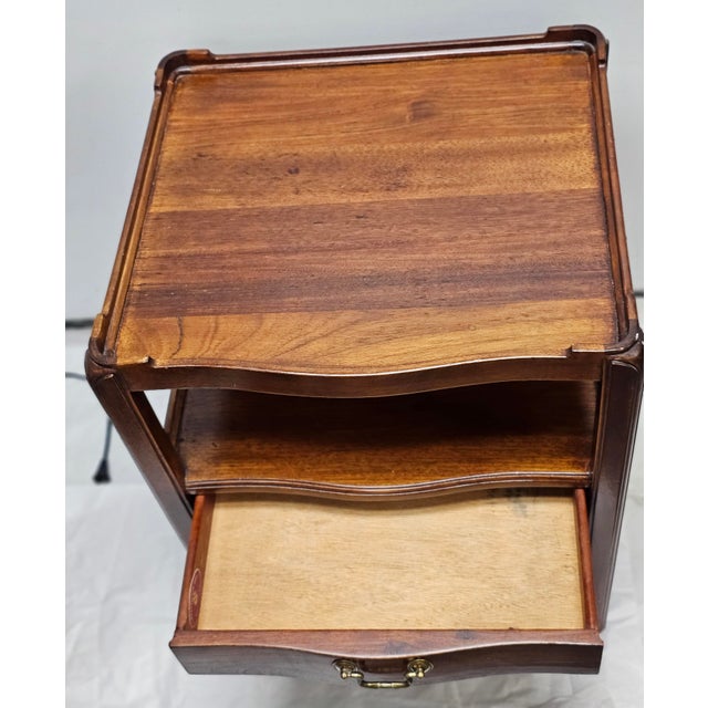 Brown Late 20th Century Georgian Style Three Tier Single Drawer Side Table For Sale - Image 8 of 9