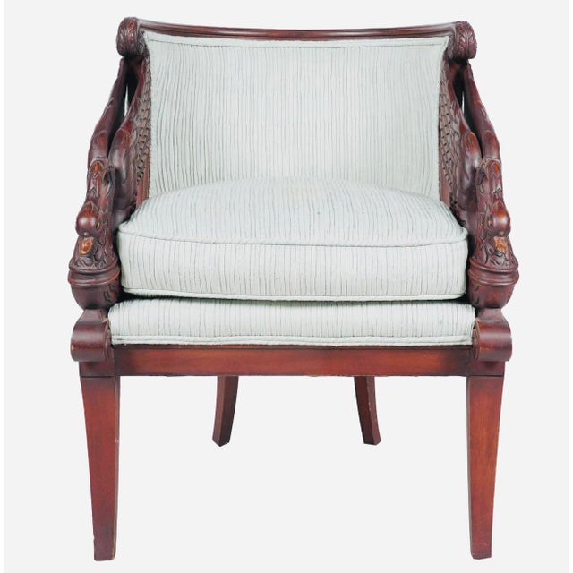 Mid 20th Century Empire Revival Carved Mahogany Swan Desk Chair From the Glorya Kaufman Estate For Sale - Image 4 of 7