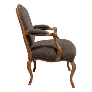 19th Century France Louis XV Taupe Wood Armchair For Sale
