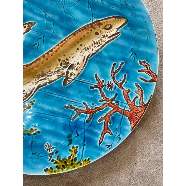 Traditional Majolica Marine Life Charger by Rare Schutz Cilli 19Th Century. For Sale - Image 3 of 12