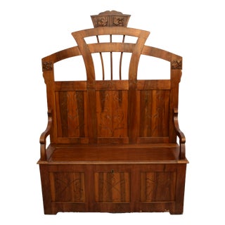 Antique Art Nouveau Cherry Wood Entrance Chest, 1900s For Sale