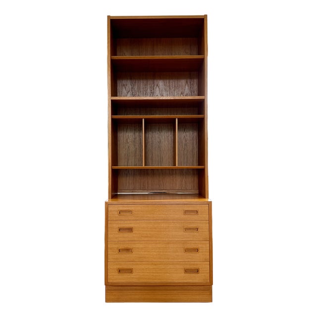 Vintage Danish Modern Carlo Jensen for Hundevad Teak Modular Bookcase With Four-Drawer Chest, Denmark, C. 1960s For Sale