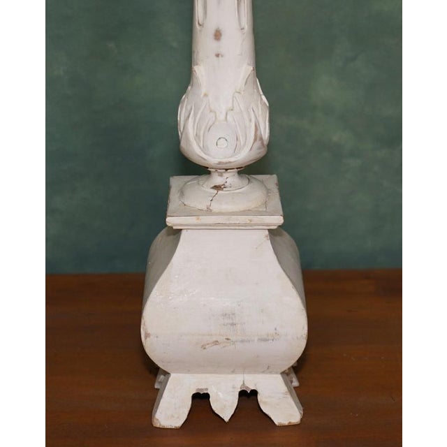 Vintage Painted Carved Oak Decorative Candlesticks, 1940s, Set of 2 For Sale - Image 12 of 17