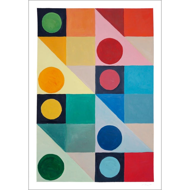 Red 2023 "Primary Tones Geometric Rainbow" Contemporary Abstract Acrylic Painting on Watercolor Paper by Natalia Roman For Sale - Image 8 of 8