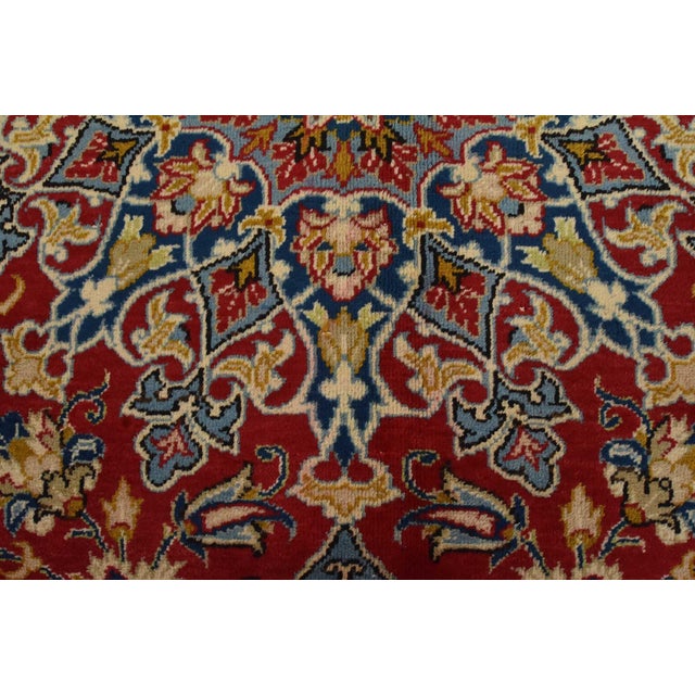 Red Najafabad Rug 7’8” X 10’11” Red Wool Vintage Traditional Hand-Knotted Carpet For Sale - Image 8 of 15