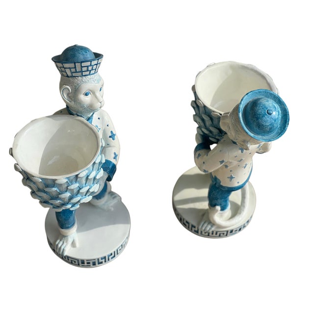 Pair Palm Beach Monkey’s Toting Artichoke Bowls For Sale - Image 9 of 18