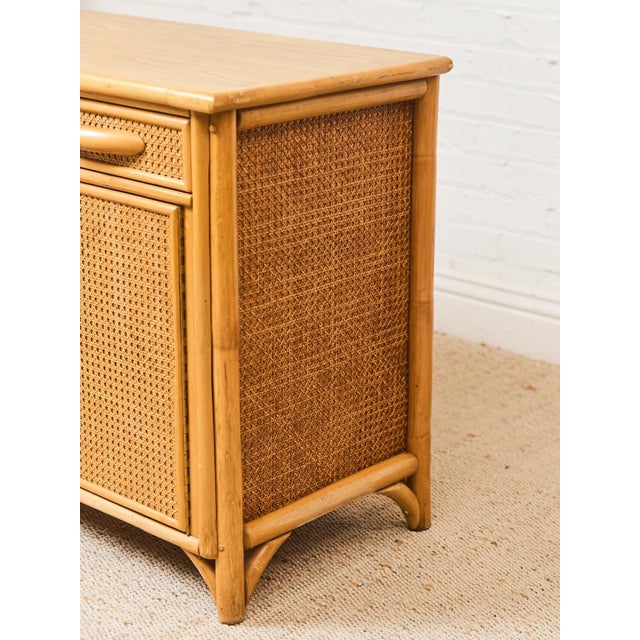 Mid-Century Modern Bamboo Vintage Credenza For Sale - Image 3 of 9