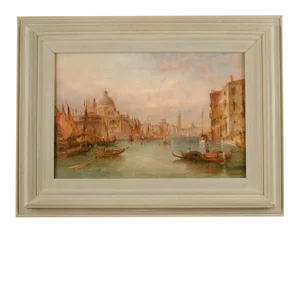 Mid 19th Century "Venice in Spring" Italian Cityscape Painting by Alfred Pollentine, Framed