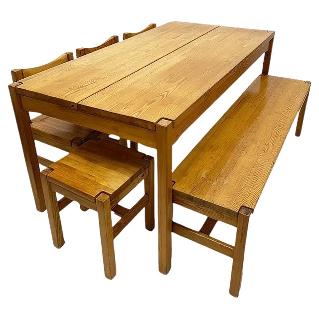 Table Set attributed to Illmari Tapiovaara for Laukaa Wood, Finland, 1960s, Set of 6 For Sale