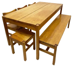 Table Set attributed to Illmari Tapiovaara for Laukaa Wood, Finland, 1960s, Set of 6