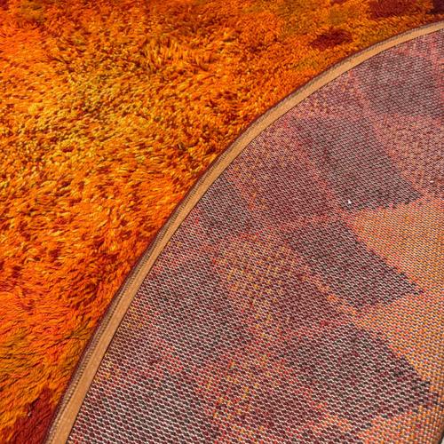 Vintage Round Wool Rug, 1970s For Sale - Image 6 of 8