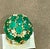 12.5 Ct Natural Brazilian Emerald & Dimond Dome Shape Cocktail Ring 14 Kt Y Gold For Sale - Image 10 of 18
