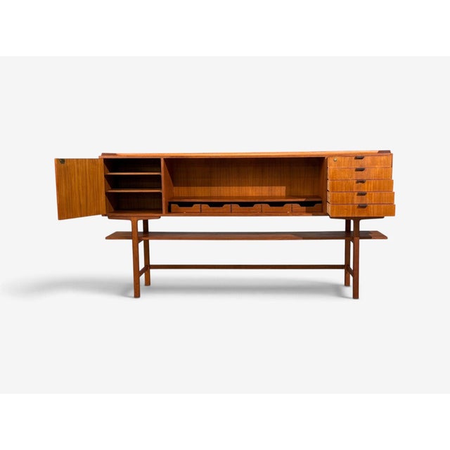 Wood Axel Bäck Attr., Monumental Sideboard, Teak, Rosewood, Sweden, 1950s For Sale - Image 7 of 15