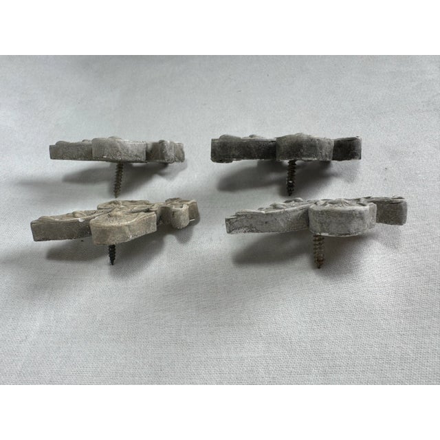 French Fleur-De-Lis Embossed Concrete Cabinetry Knobs, Set of Four For Sale - Image 9 of 12