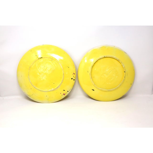 Vintage 1980's Postmodern Yellow Splatter Dinner Plates - a Pair For Sale - Image 4 of 7