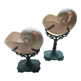 Pair Vintage Maitland Smith Nautilus Shell For Sale