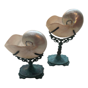 Pair Vintage Maitland Smith Nautilus Shell
