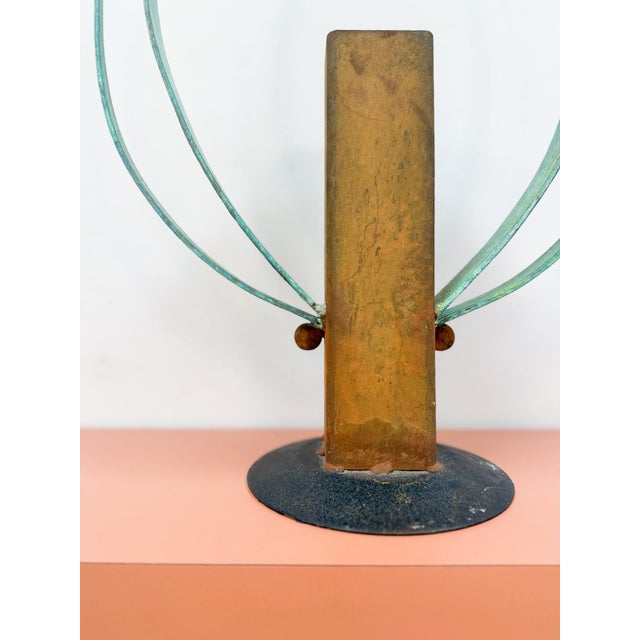 Vintage Sculpture Brutalist Rusted Steel Oxidized Bronze Horns Vase Art For Sale - Image 11 of 12