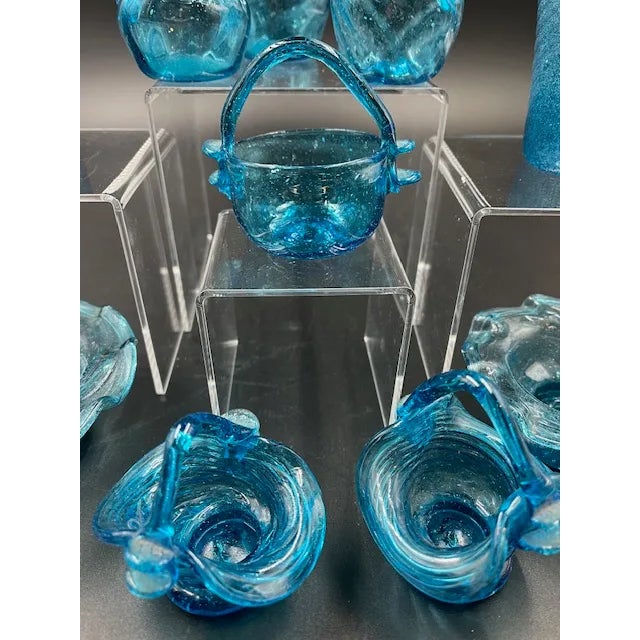 Vintage Mexican Blue Glass - 10 Pieces For Sale - Image 4 of 12