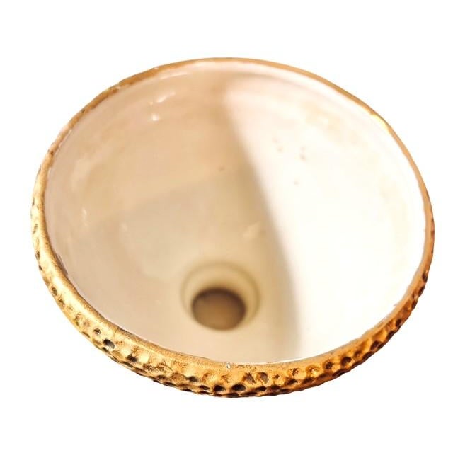 MCM Porcellane Canova Padova Italy Red & 24k Gold Hammered Pedestal Bowls, Pair For Sale - Image 4 of 9
