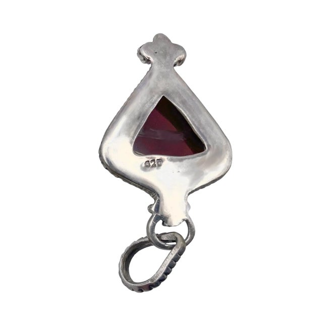 Early 21st Century Vintage Carnelian Gemstone and Sterling Silver Pendant For Sale - Image 5 of 6