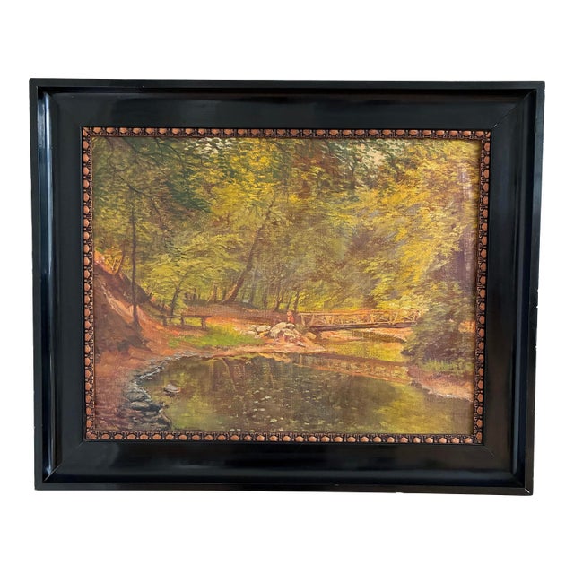 Vintage Original Oil Painting Forest Landscape For Sale