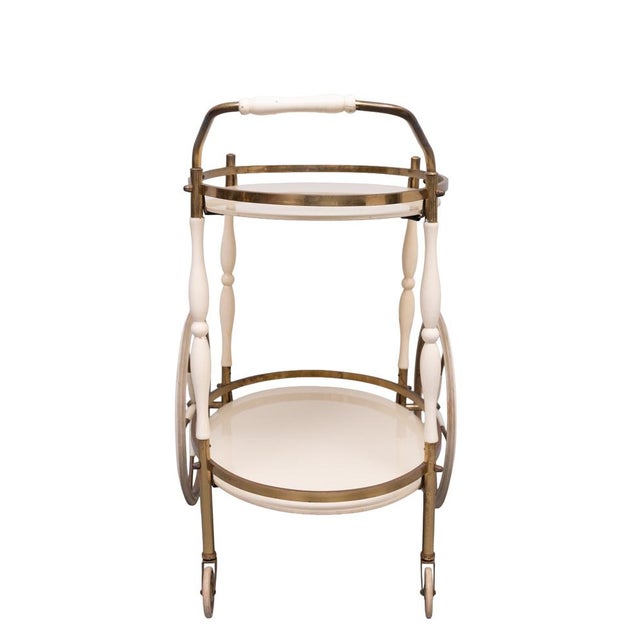 Metal Oval-Shaped Glass Tops Serving Trolley, Italy, 1950s For Sale - Image 7 of 11