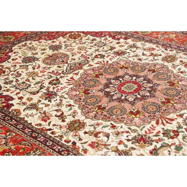 Textile Middle Eastern Hand-Knotted Tabriz Rug For Sale - Image 7 of 11