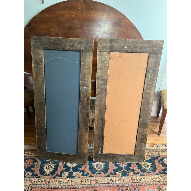 French Country Late 20th Century Pair of French Painted and Gold Leaf Mirrors For Sale - Image 3 of 8