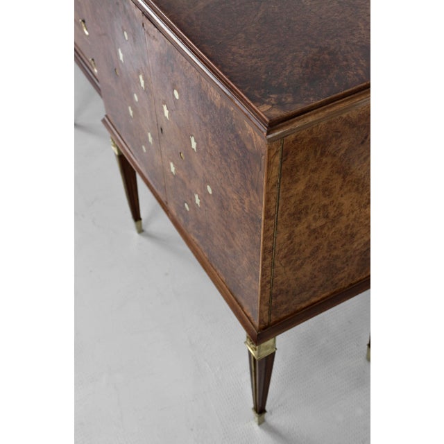 Italian Art Deco Sideboard in Dark Walnut Burl and Brass, 1930s For Sale - Image 11 of 13