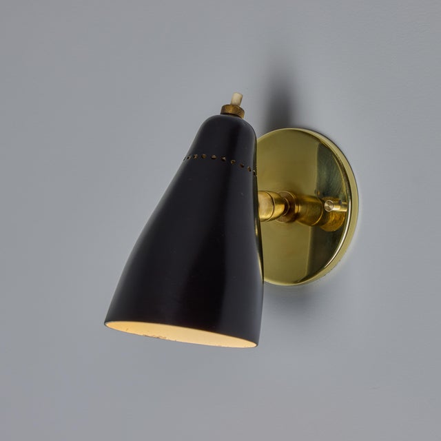 1950s Giuseppe Ostuni Model #101 Black Articulating Sconces for O-Luce, Unmarked - A Pair For Sale In Los Angeles - Image 6 of 12