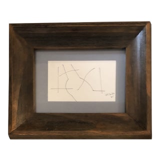 Original Vintage Robert Cooke Miniature Abstract Ink Drawing Framed For Sale