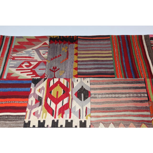 Textile Authentic Patchwork From Antique Tribal Kilims – Anatolian Craftsmanship -5' 10'' X 8' For Sale - Image 7 of 11