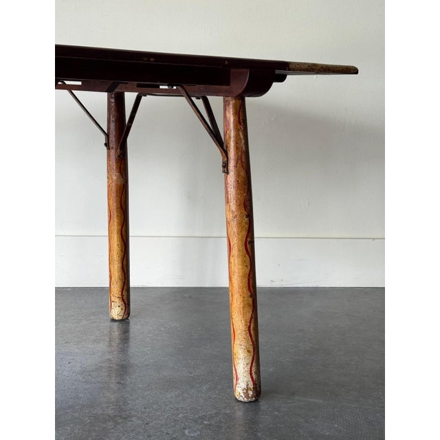 Brown Antique Scandinavian Painted Folk Art Dining Set For Sale - Image 8 of 12
