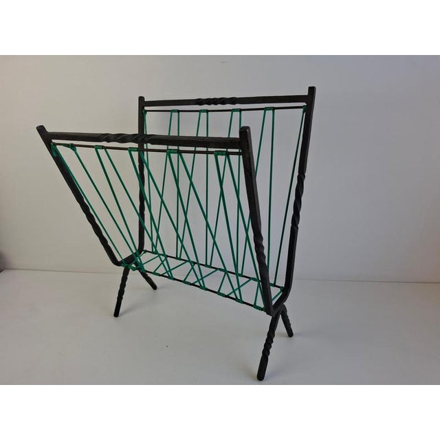 Mid-Century Czechoslovakian Magazine Rack with Green Wire, 1960 For Sale - Image 3 of 18