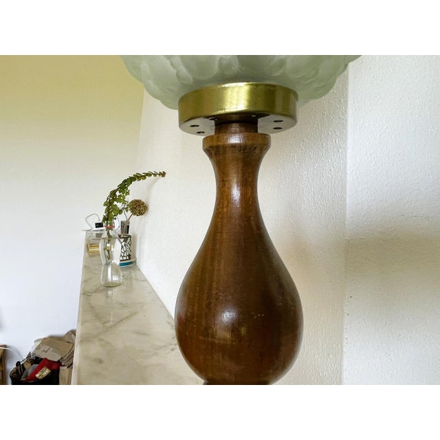Mid-Century Wood Wooden & Bubble Glass Buffet Table Lamp, 1970s For Sale - Image 10 of 16