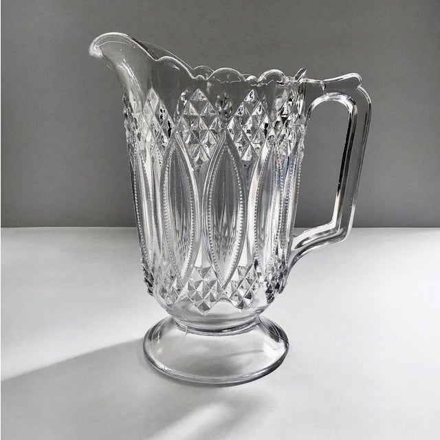 1898 Early American Pattern Glass Decorated Pitcher Chairish