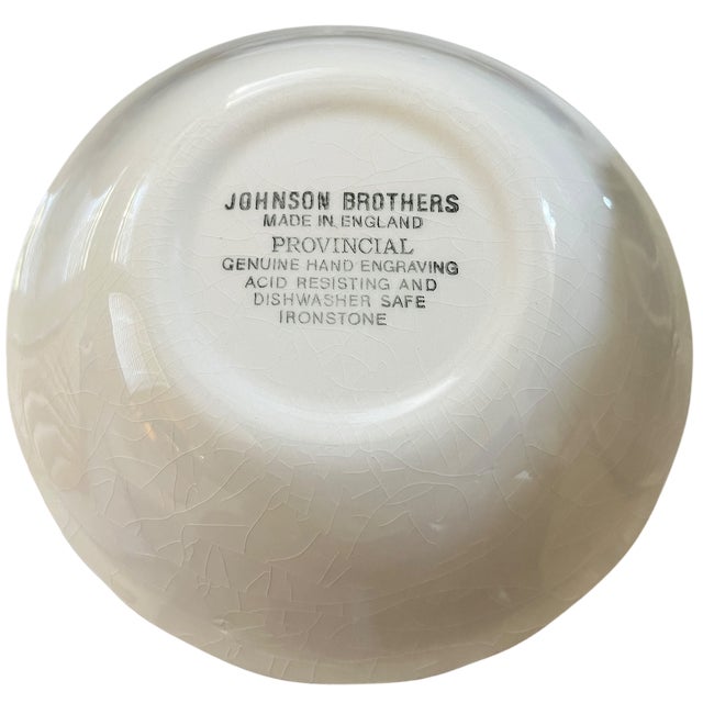 Ivory Vintage Johnson Brothers Provincial Hand Engraved Ironstone Bowls, 13-Piece Set, England For Sale - Image 8 of 11