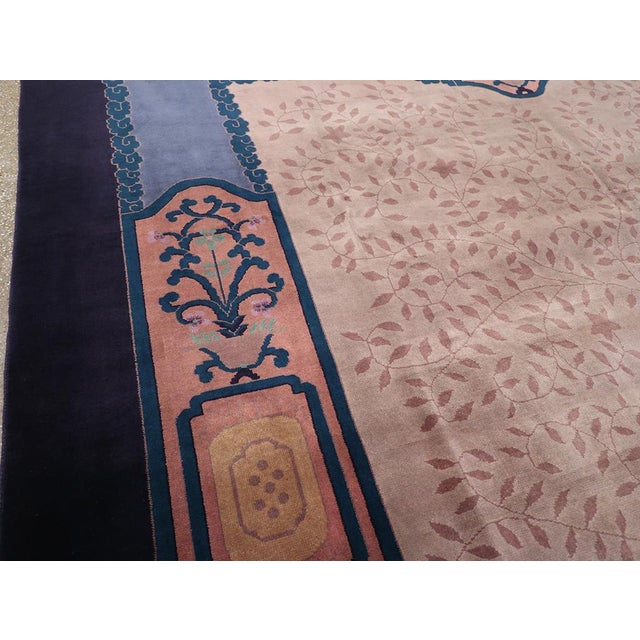 Art Deco Galerie Shabab Collection Mid-20th Century Chinese Art Deco Room Size Carpet For Sale - Image 3 of 8