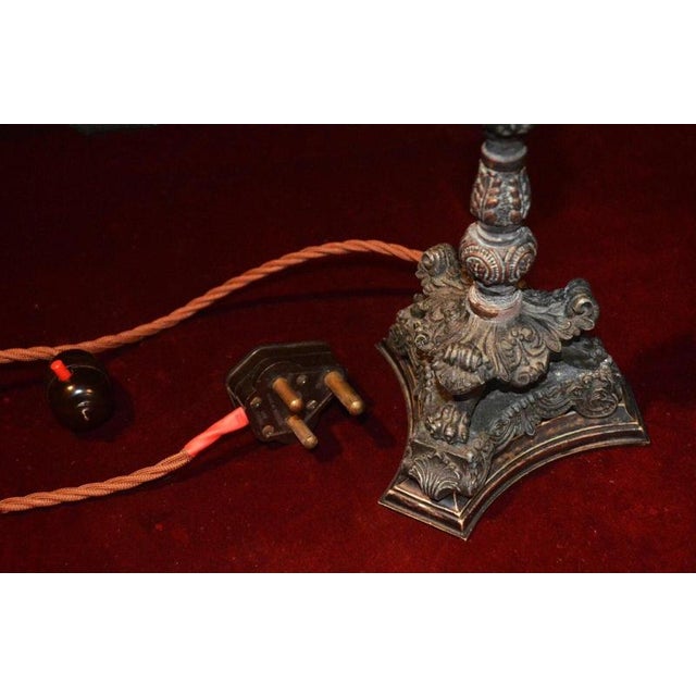Victorian Bronze Table Lamp with Pink Empire Glass Shade, 1890 For Sale - Image 14 of 18