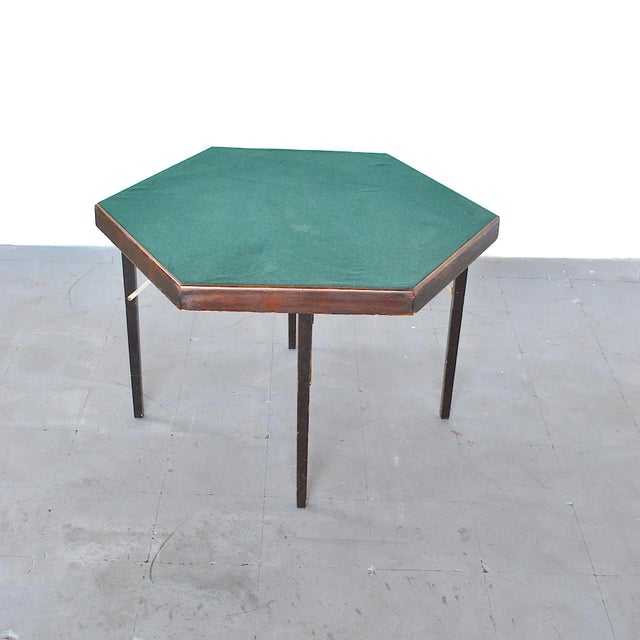 1950s Hexagonal Folding Card Table from Fratelli Zari Milano, 1950s For Sale - Image 5 of 10